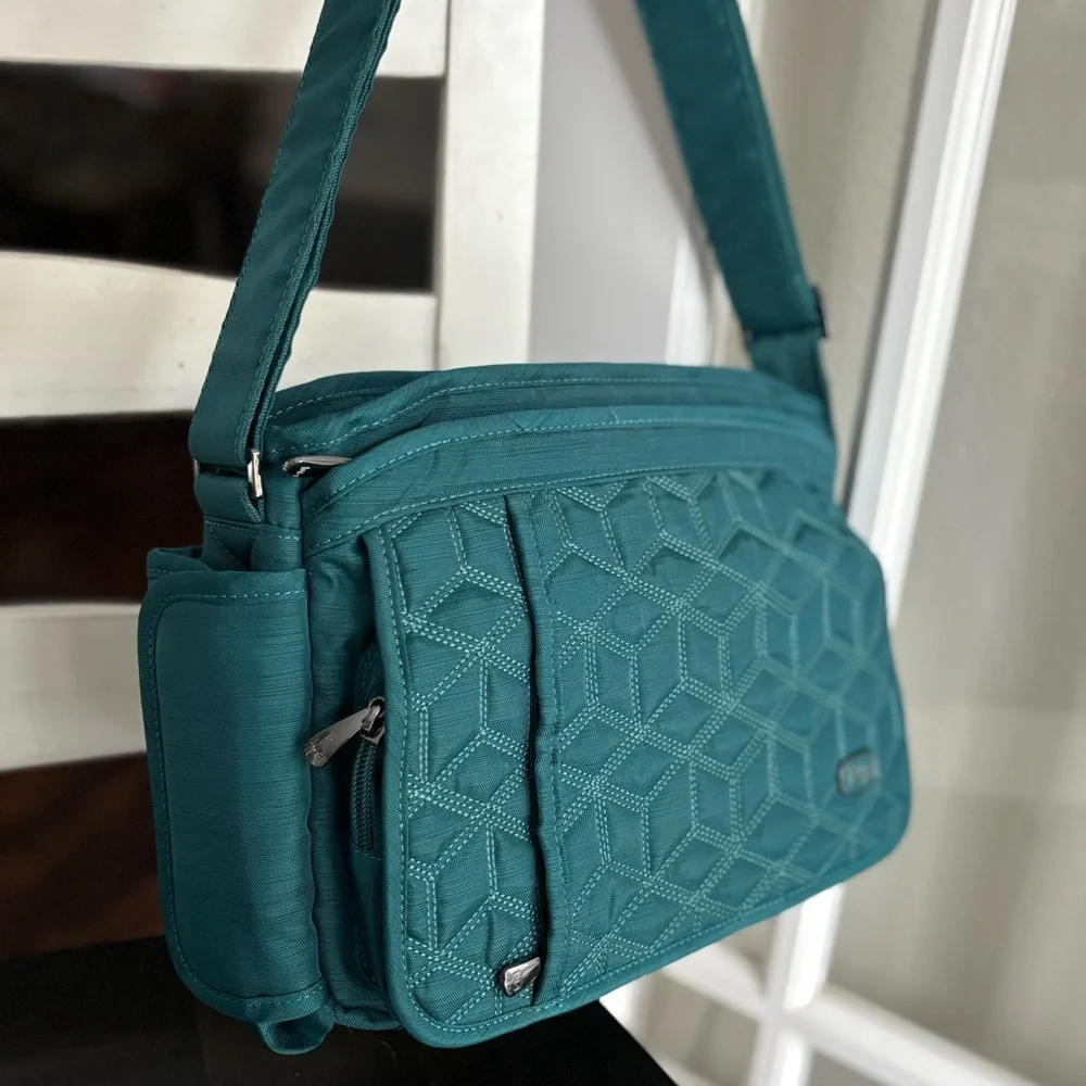 Lug Wings Quilted Flap Crossbody Rfid Bag Travel Organizer Teal - Picture 3 of 10